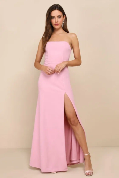 Lulus Night Of Compliments Rose Pink Strapless Bustier Maxi Dress