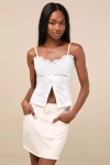 Lulus Noam Cream Twill Mini Skirt In White