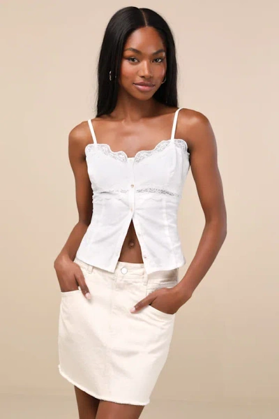 Lulus Noam Cream Twill Mini Skirt In White