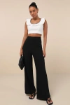 Lulus Noteworthy Black Wide-leg Pants In Black