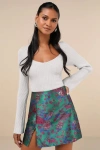 Lulus Noteworthy Charisma Emerald Floral Mini Skirt In Green