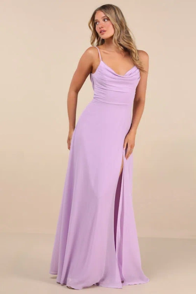 Lulus Notorious Poise Lavender Sleeveless Cowl Neck Maxi Dress