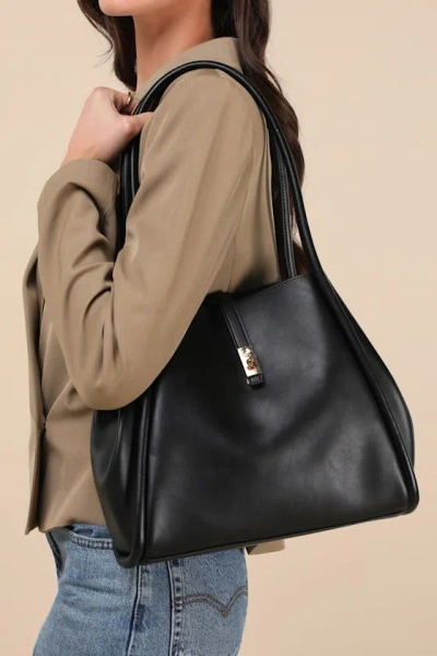 Lulus Odonna Black Vegan Leather Tote Bag