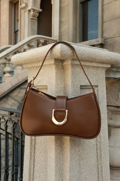 Lulus Oh-so Chic Brown Buckle Shoulder Bag