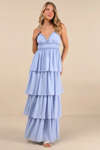 Lulus Olimpia Light Blue Ruffled Tiered Maxi Dress