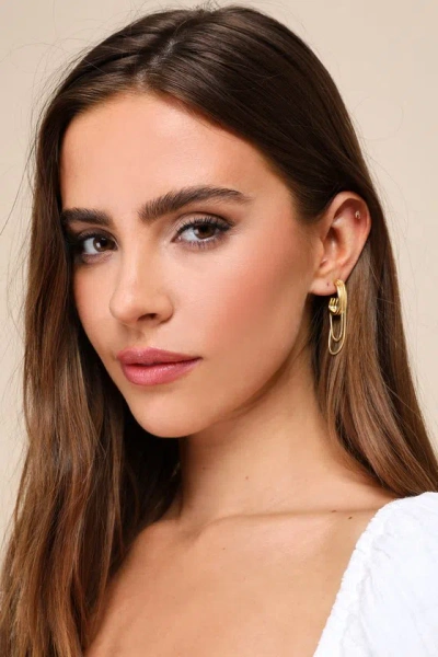 Lulus Optimal Glow Gold Chain Layered Hoop Earrings