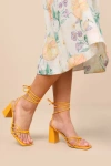 Lulus Orlie Tangerine Strappy Lace-up High Heel Sandals