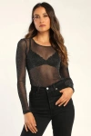 Lulus Outstanding Stunner Black And Silver Metallic Bodysuit In Black And Silver