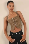 Lulus Ozella Brown Leopard Button-front Sleeveless Crop Top