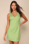 Lulus Packing For Positano Light Green Linen Sleeveless Mini Dress In Green