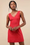 Lulus Packing For Positano Red Linen Sleeveless Mini Dress In Red
