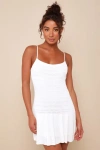 Lulus Palm Springs Sweetie White Sweater Knit Sleeveless Mini Dress In White