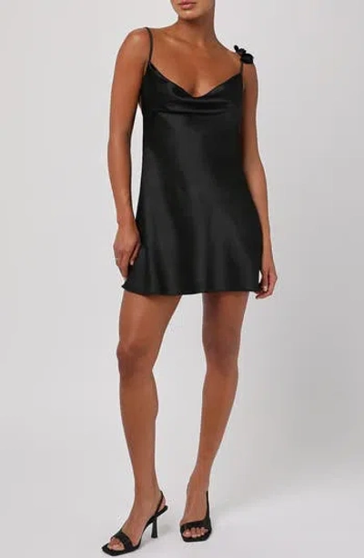 Lulus Pandora Flower Back Minidress In Black