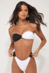 Lulus Paradise Awaits Black And White Color Block Bikini Bottoms In Black And White