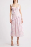 Lulus Parker Floral Ruffle Detail Chiffon Dress In Pink