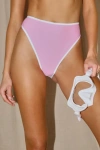 Lulus Parker Pink And White High-waisted Bikini Bottoms In Pink And White
