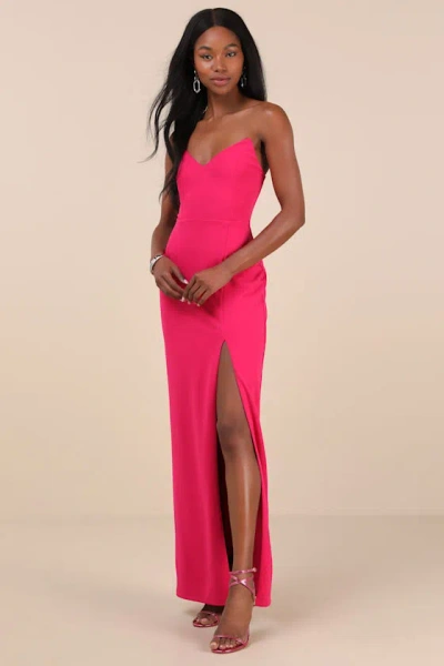 Lulus Parveen Hot Pink Strapless Column Maxi Dress