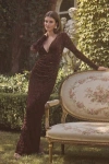 Lulus Patricia Brown Velvet Burnout Long Sleeve Maxi Dress In Brown