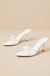 Lulus Patrika White Floral High Heel Slide Sandals In Multi