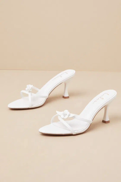 Lulus Patrika White Floral High Heel Slide Sandals