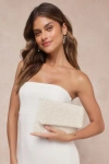 LULUS PEARL-FECT DAY IVORY BEADED CLUTCH