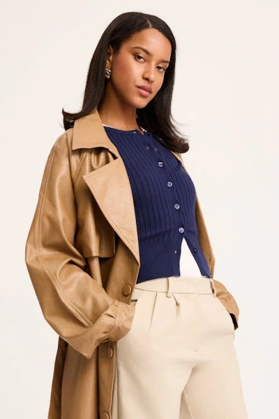 Lulus Perfect Classic Navy Ribbed Knit Cardigan Sweater In Blue