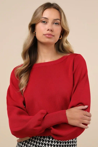 Lulus Perfect Coziness Red Long Sleeve Cropped Sweater Top