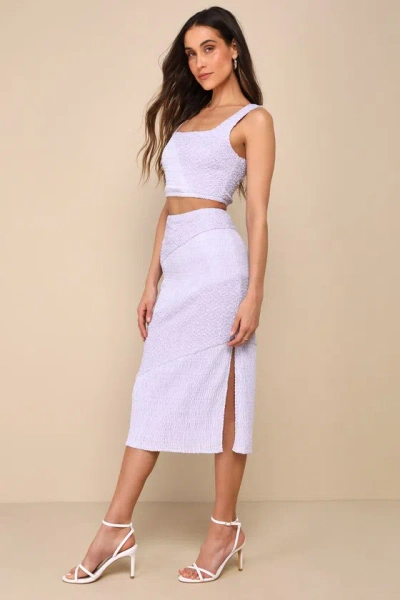 Lulus Perfect Fate Lavender Textured Two-piece Midi Dress In Purple