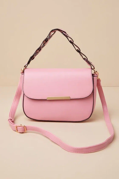 Lulus Perfect Moves Pink Interlocking Link Handbag In Gold
