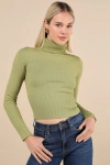 Lulus Perfected Comfort Green Turtleneck Sweater Top In Green