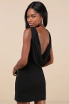 Lulus Perfection Bound Black Sleeveless Cowl Back Mini Dress In Black