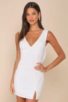 Lulus Perfection Bound White Sleeveless Cowl Back Mini Dress In White