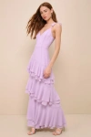 LULUS PERFECTLY ENCHANTING LAVENDER RUFFLED TIERED MAXI DRESS