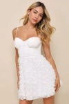 Lulus Perfectly Exceptional White 3d Floral Applique Mini Dress In White