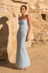 Lulus Perfectly Luxurious Light Blue Pearl Strapless Maxi Dress In Light Blue