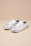 Lulus Perri Silver Color Block Lace-up Sneakers In Silver