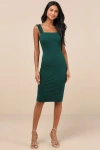 Lulus Persuasion Green Ruffled Bodycon Midi Dress In Green