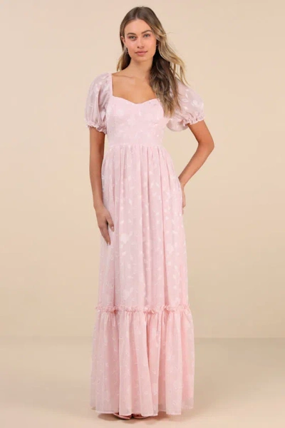 Lulus Phenomenal Sweetness Pink Floral Burnout Bustier Maxi Dress