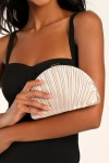 Lulus Pleat Perfection Champagne Pleated Hard Clutch In Champagne