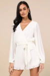 Lulus Plissed To Be Here White Plisse Balloon Sleeve Romper In White