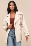 Lulus Poised Forecast Beige Twill Cropped Trench Jacket In Beige