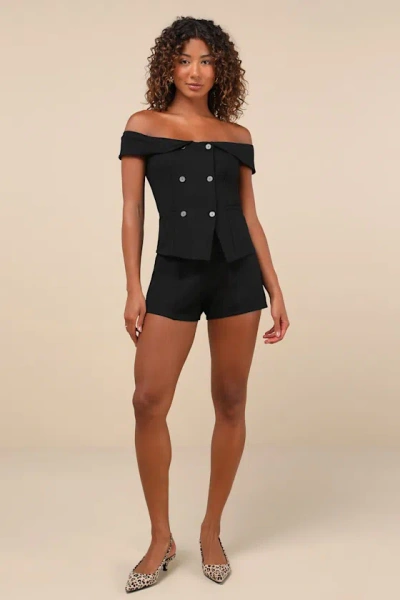 Lulus Poised Mindset Black Seamed High-rise Shorts
