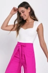 Lulus Poised Personality White Cap Sleeve Sweetheart Neck Crop Top In White