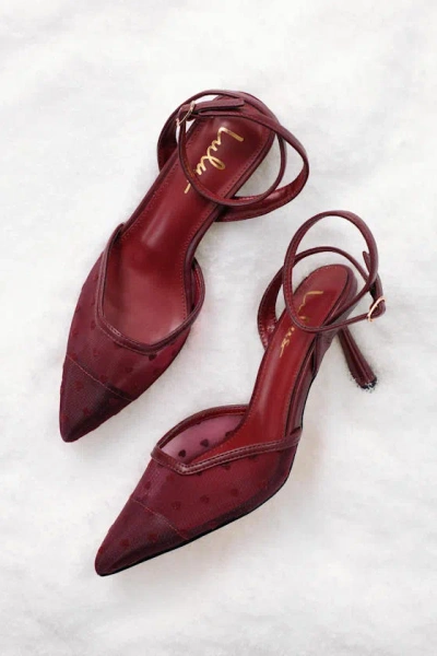 Lulus Polaris Merlot Mesh Heart Ankle Strap Pumps In Multi