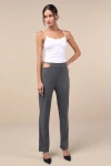 Lulus Polished Aura Dark Grey Cutout High-rise Trousers In Dark Grey