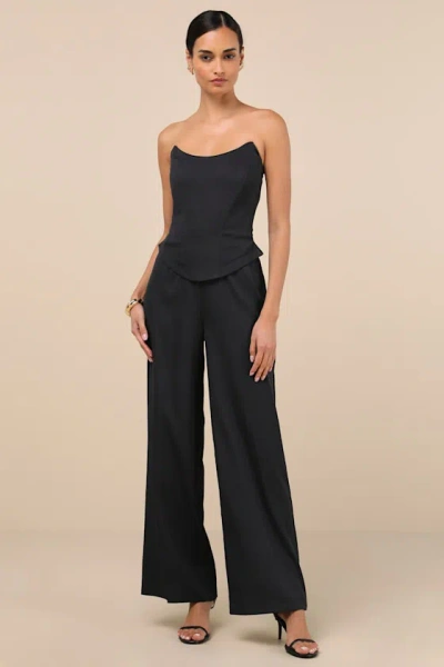Lulus Polished Charisma Black Strapless Jumpsuit