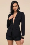 Lulus Polished Icon Black Fitted Blazer In Black