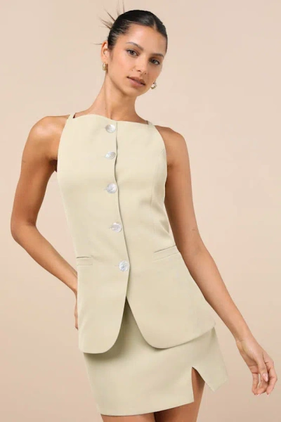 Lulus Polished Influence Light Green High-rise Mini Skirt