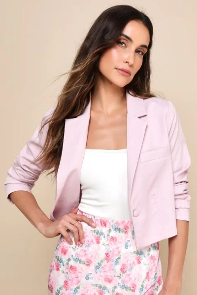 Lulus Posh Company Blush Pink Cropped Long Sleeve Blazer
