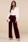 Lulus Posh Idea Plum Velvet High-rise Straight Leg Trouser Pants In Purple